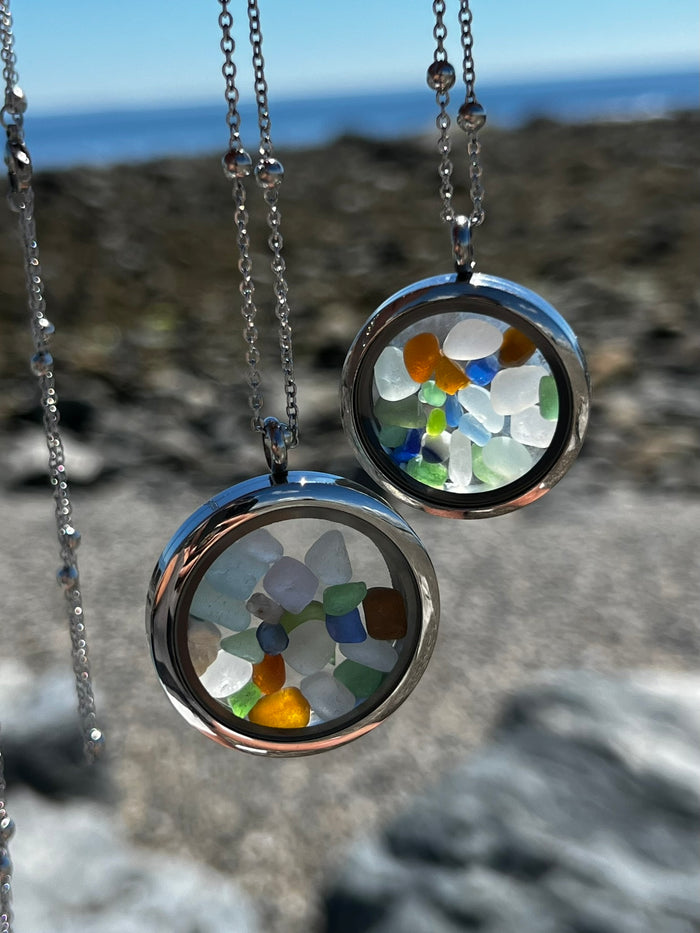 Seaglass Locket (Large-1.4")