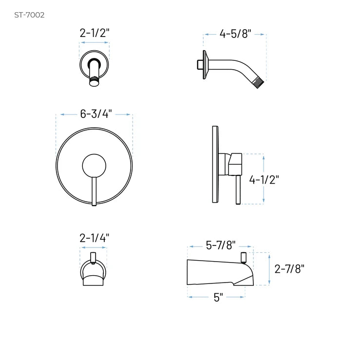 Serenica Chrome Single Handle Tub and Shower Faucet Trim Kit with Shower Head