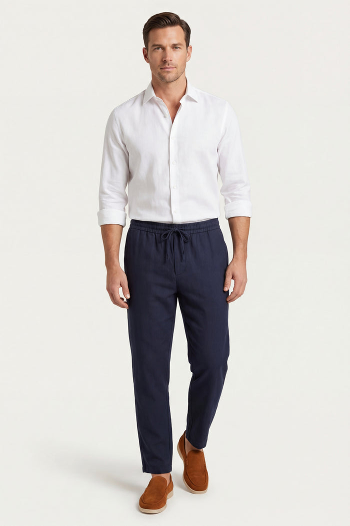 Sestri Tencel Drawstring Trousers Navy