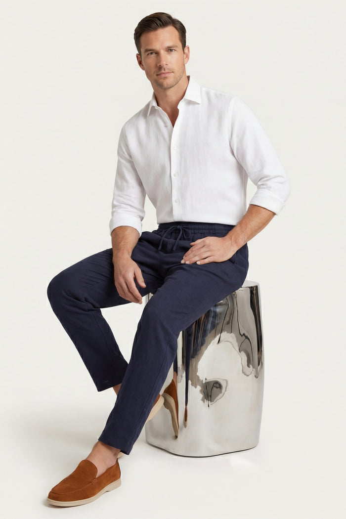 Sestri Tencel Drawstring Trousers Navy