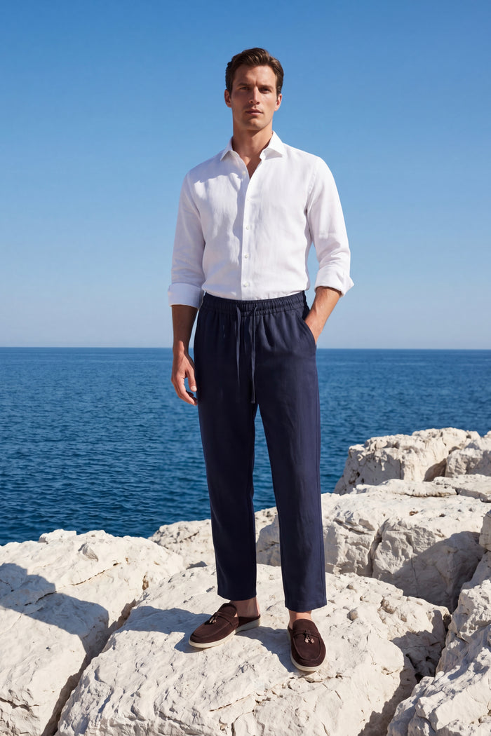 Sestri Tencel Drawstring Trousers Navy