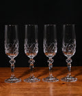 Set Of Four Panel Crytstal Champagne Glasses, Engraved & In A Gift Box