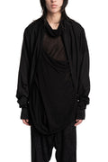 Shawl-collar open draped cardigan