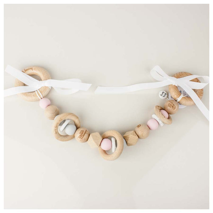 Funny Bunny Kids Silicone & Wood Pram Garland/Teether - Blush Round | Koop.co.nz