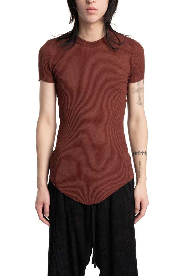 Julius_7 | SS26 - Silk Mix Crewneck Lightweight T-Shirt, Blood Red 937CUM26
