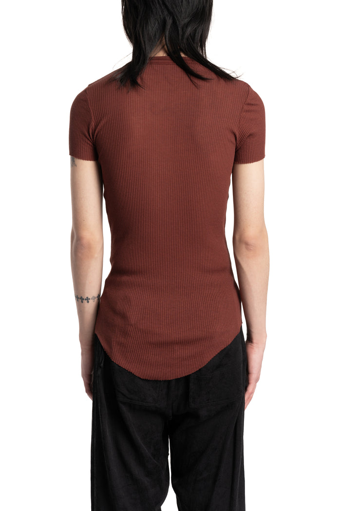 Julius_7 | SS26 - Silk Mix Crewneck Lightweight T-Shirt, Blood Red 937CUM26