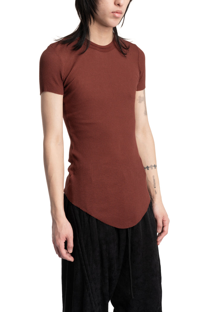 Julius_7 | SS26 - Silk Mix Crewneck Lightweight T-Shirt, Blood Red 937CUM26
