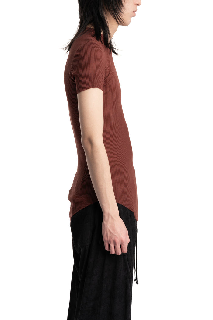 Julius_7 | SS26 - Silk Mix Crewneck Lightweight T-Shirt, Blood Red 937CUM26