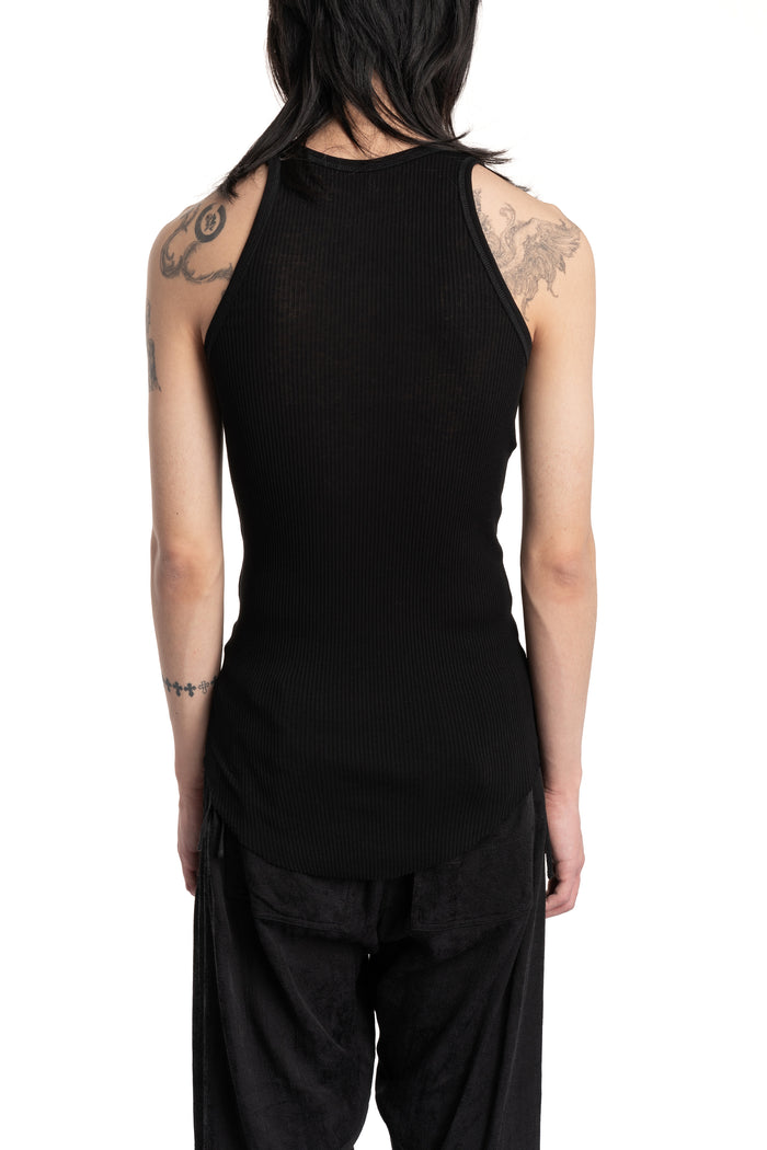 Julius_7 | SS26 - Silk Mix Deep V-Neck Tunic, Black 937CUM27