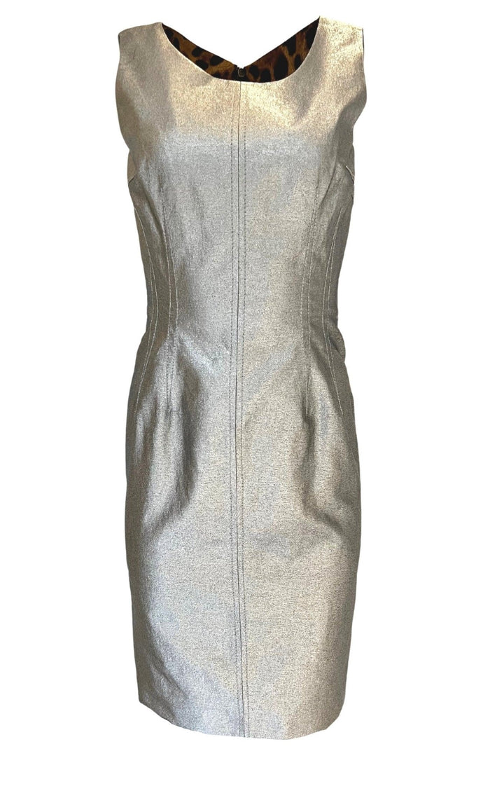 Dolce & Gabbana Silver Silk Midi Dress - Runway Catalog