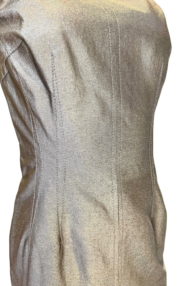 Dolce & Gabbana Silver Silk Midi Dress - Runway Catalog
