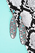 Silvertone and Turquoise Bronco Ridge Earrings
