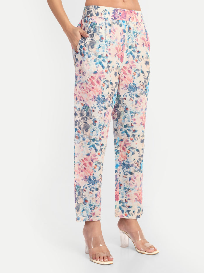 Women’s multicolor floral Sito pants with straight fit and comfortable design