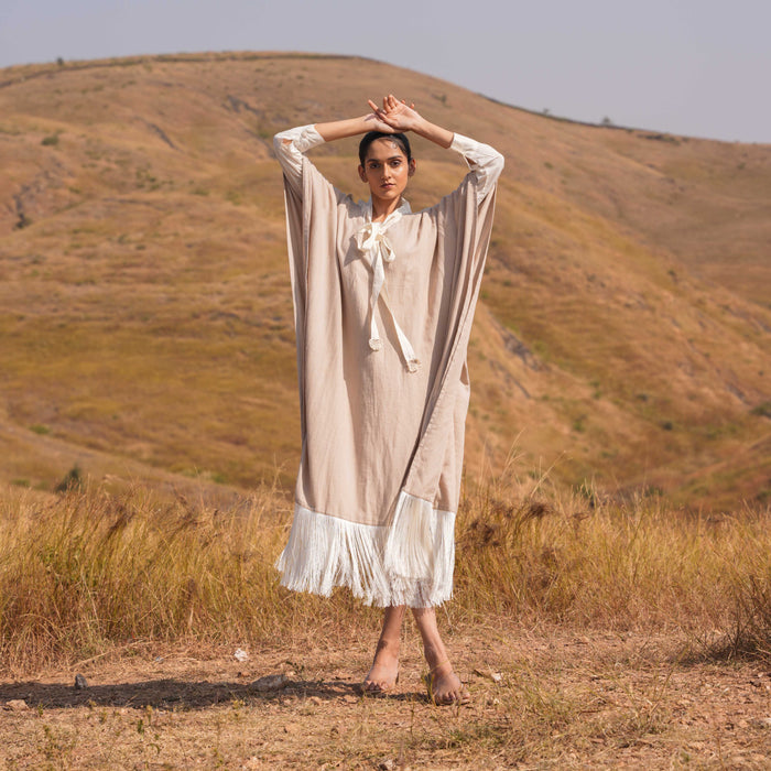 Brown Siya Dress and Kaftan Set - OurDve