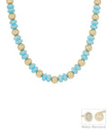 Sky Blue & Gold Candy Beaded Necklace | Waterproof Magnetic Choker