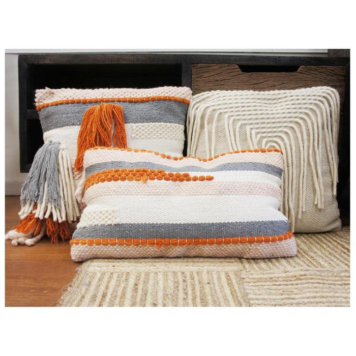 Stoneleigh & Roberson Sky Woven Woolen Tassel Cushion (45cm) | Koop.co.nz