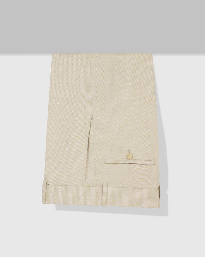 Slim Comfort B-95 Formal Beige Textured Trouser - Flora