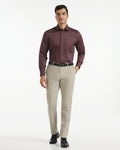 Slim Comfort B-95 Formal Beige Textured Trouser - Saint
