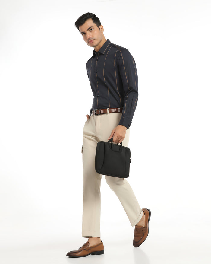 Slim Comfort B-95 Formal Cream Solid Trouser - Victor