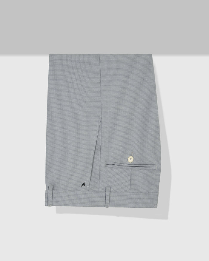 Slim Comfort B-95 Formal Light Blue Check Trouser - Windsor