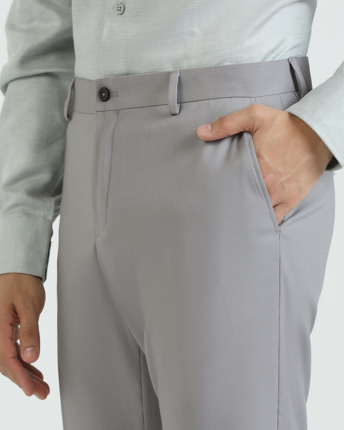 Slim Comfort B-95 Formal Light Grey Textured Trouser - Saint