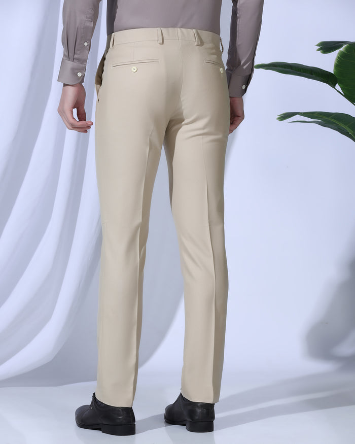 Slim Fit B-91 Formal Beige Textured Trouser - Otto