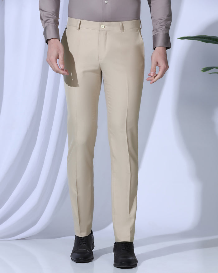 Slim Fit B-91 Formal Beige Textured Trouser - Otto