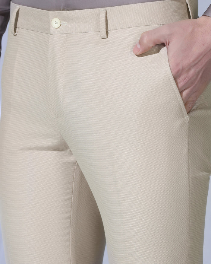 Slim Fit B-91 Formal Beige Textured Trouser - Otto