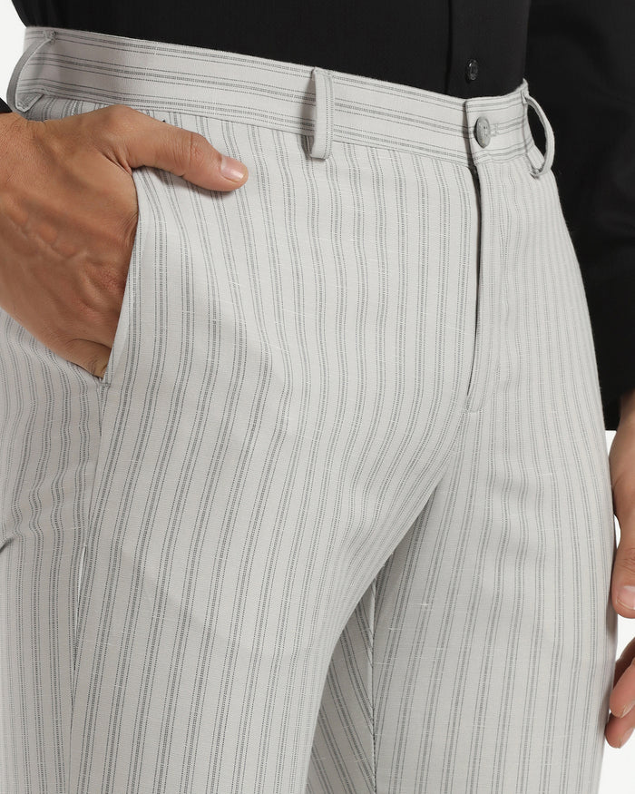 Slim Fit B-91 Formal Light Grey Stripe Trouser - Nautica