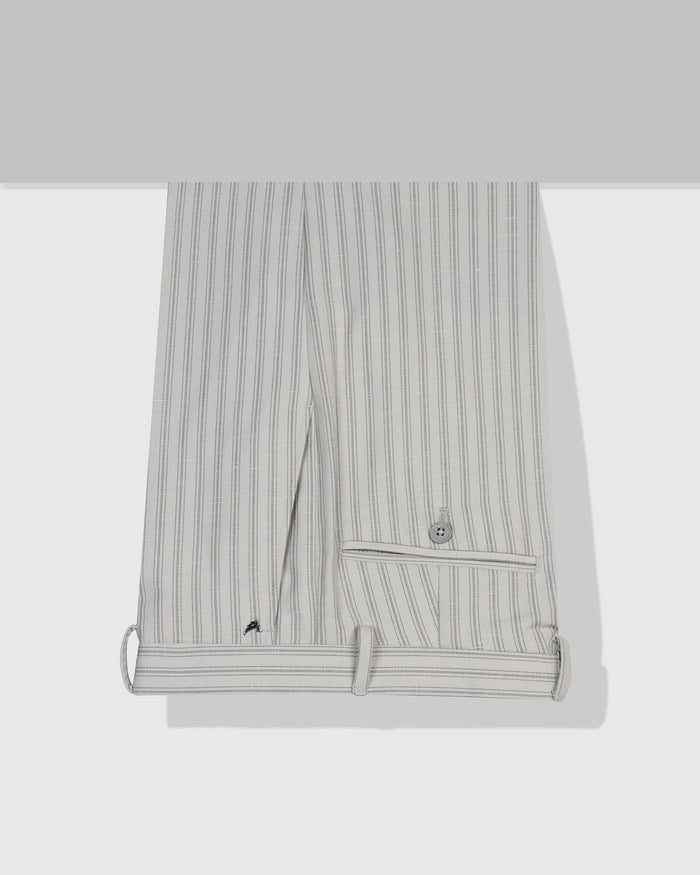 Slim Fit B-91 Formal Light Grey Stripe Trouser - Nautica