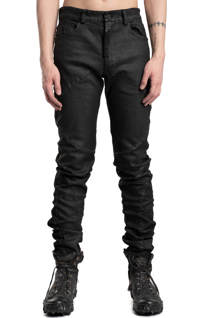 MD75 | SS26 -  Slim Fit Coated Jeans, Black Leather MD13274