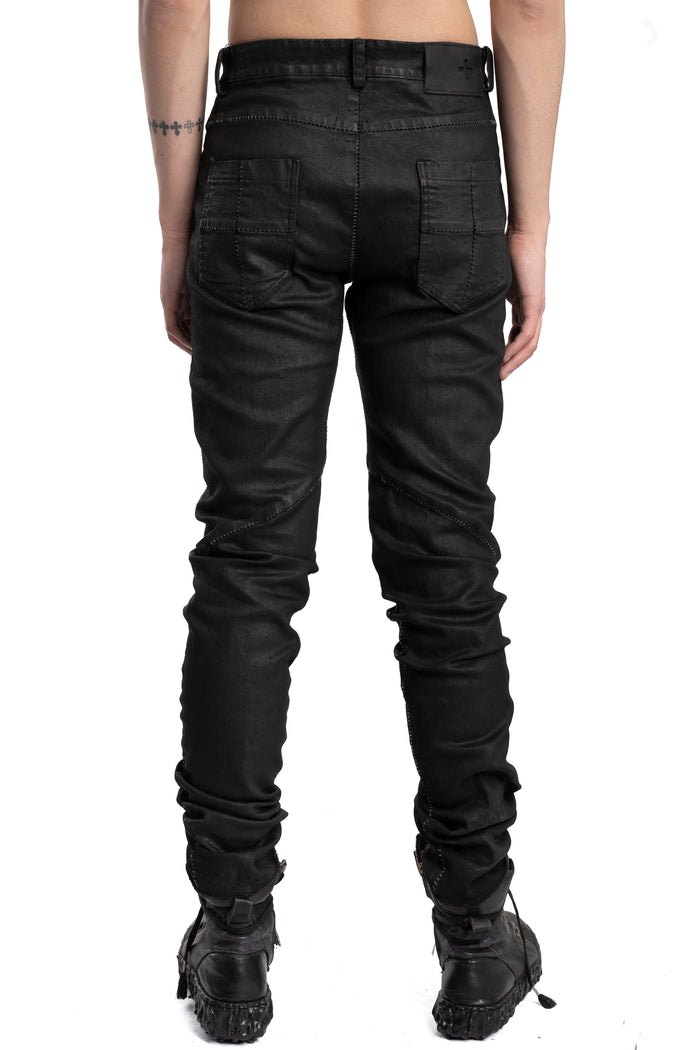 MD75 | SS26 -  Slim Fit Coated Jeans, Black Leather MD13274