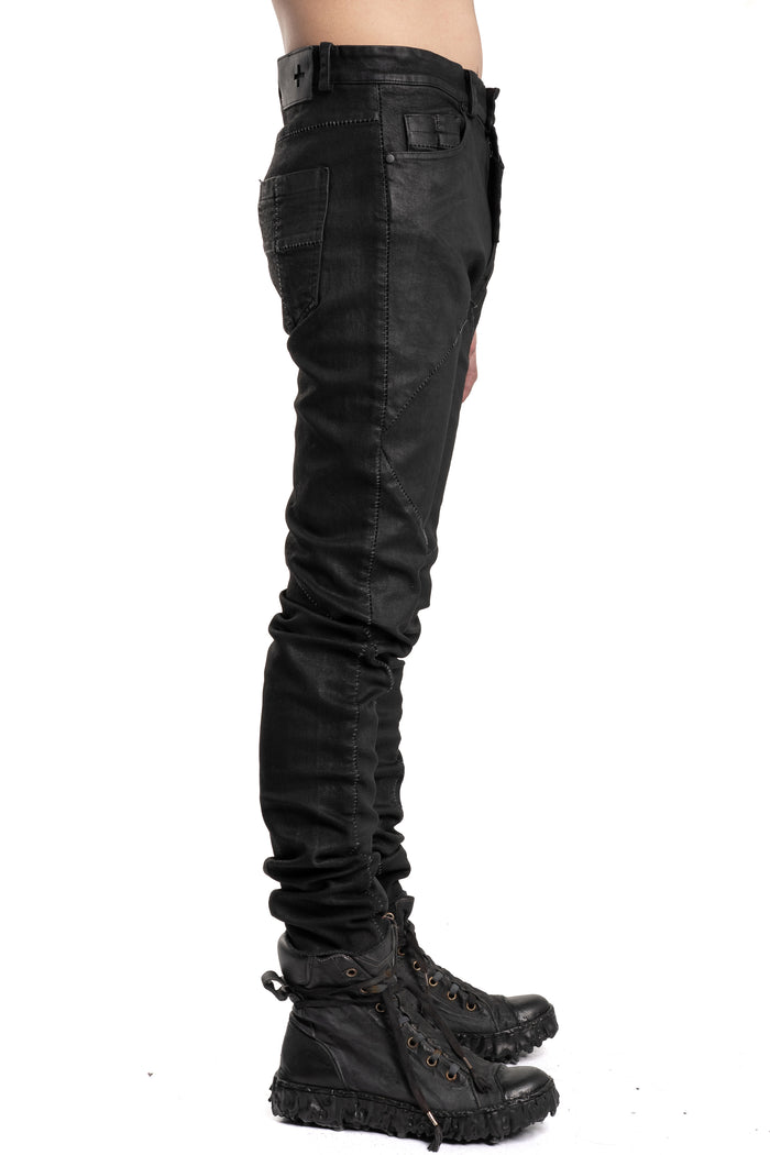 MD75 | SS26 -  Slim Fit Coated Jeans, Black Leather MD13274