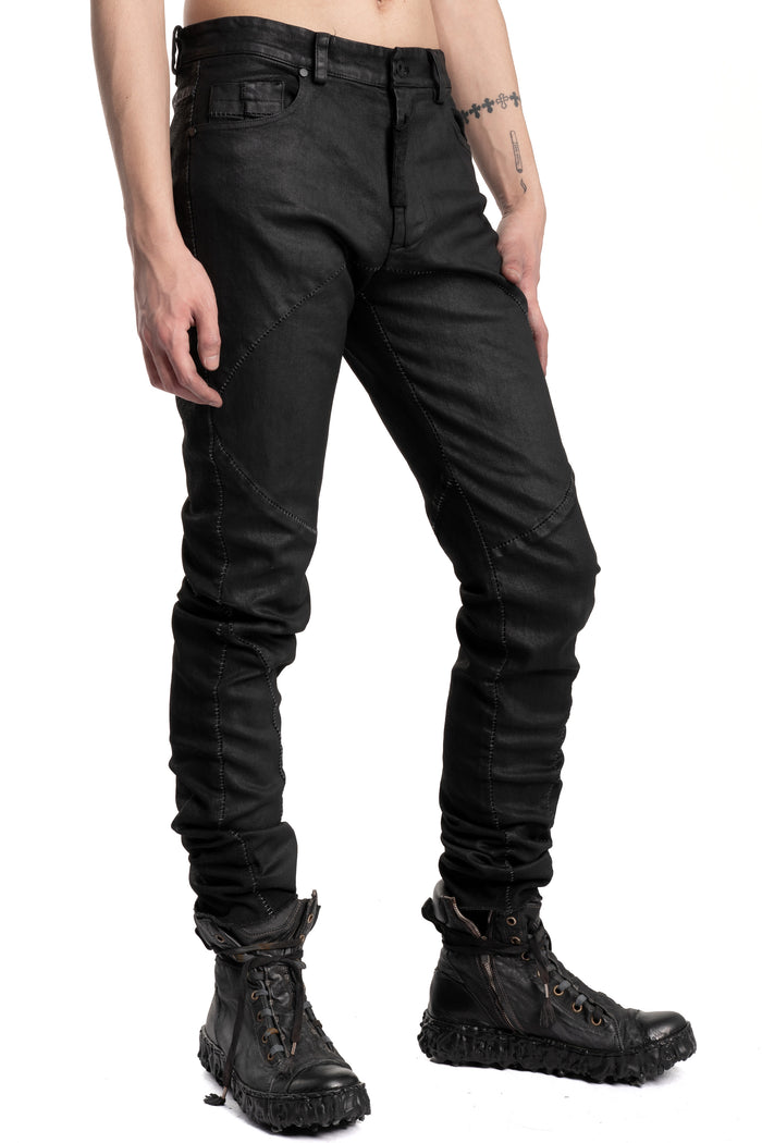 MD75 | SS26 -  Slim Fit Coated Jeans, Black Leather MD13274
