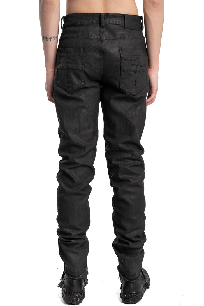 MD75 | SS26 -  Slim Fit Coated Jeans, Cracked MD13274
