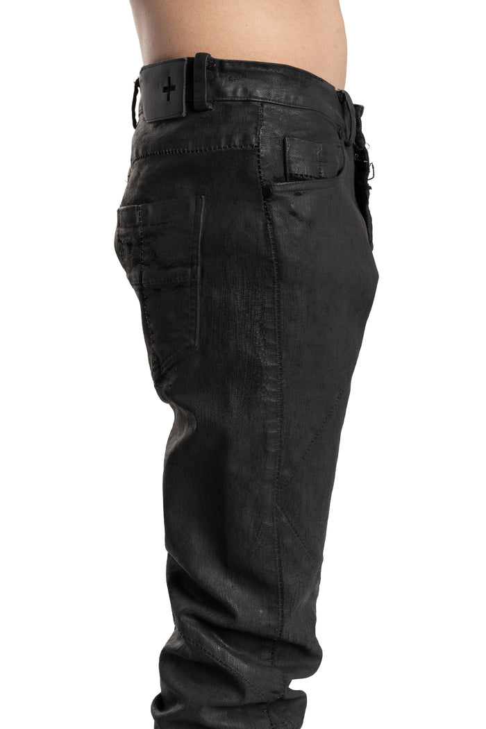MD75 | SS26 -  Slim Fit Coated Jeans, Cracked MD13274