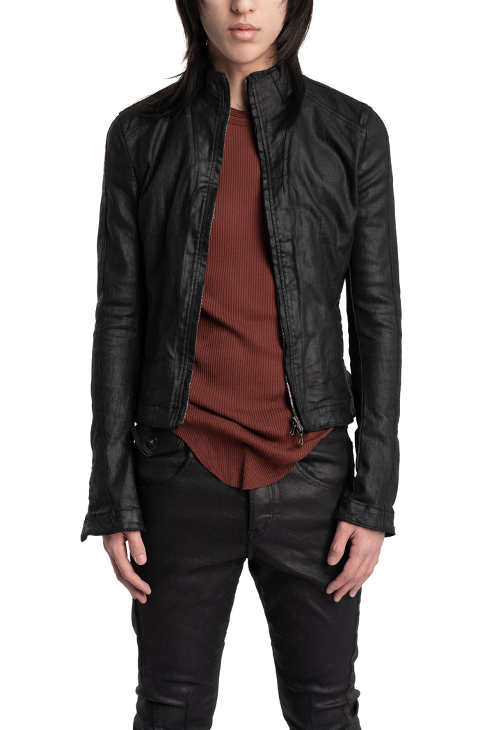 Julius_7 | SS26 - Slim Fit Zip Up Coated Denim Jacket, 937BLM2