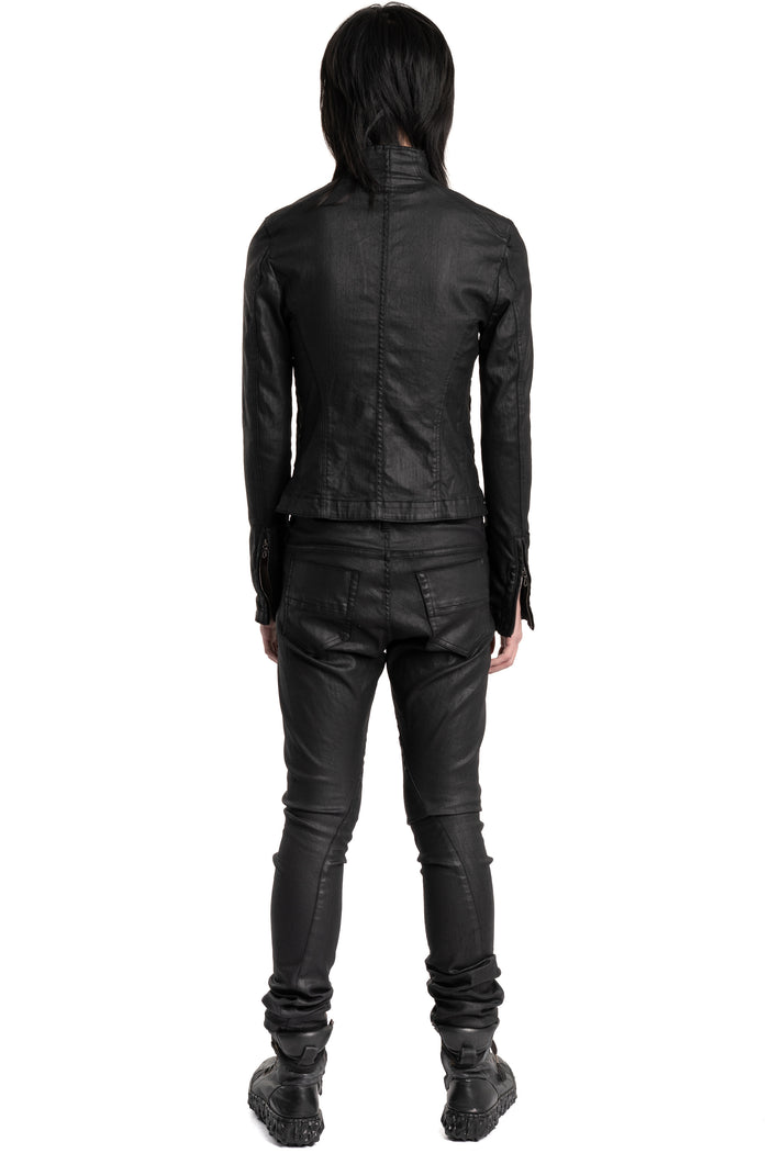 Julius_7 | SS26 - Slim Fit Zip Up Coated Denim Jacket, 937BLM2