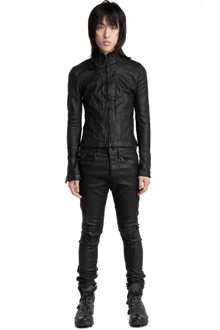Julius_7 | SS26 - Slim Fit Zip Up Coated Denim Jacket, 937BLM2