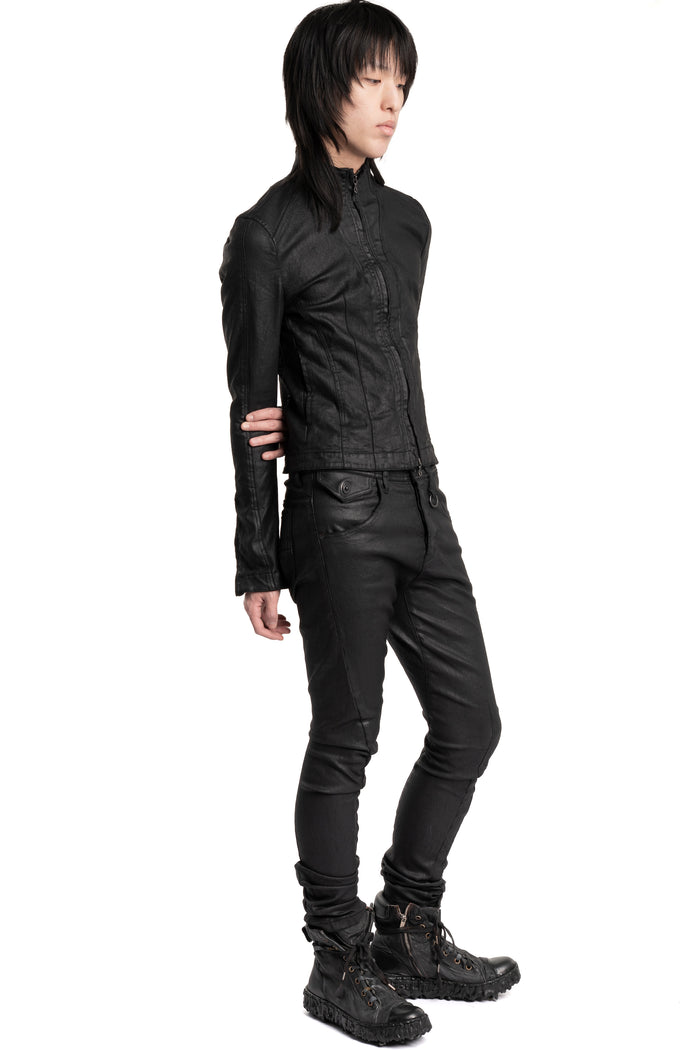 Julius_7 | SS26 - Slim Fit Zip Up Coated Denim Jacket, 937BLM2
