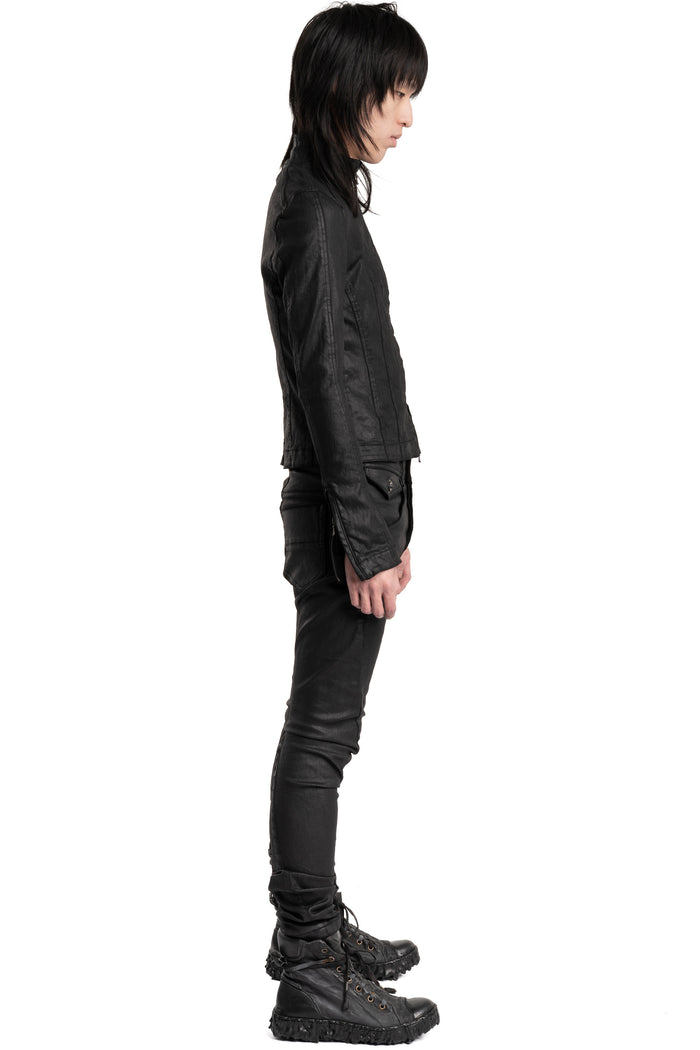 Julius_7 | SS26 - Slim Fit Zip Up Coated Denim Jacket, 937BLM2