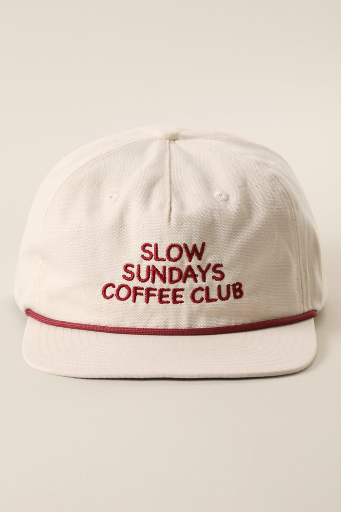 Slow Sundays Coffee Club Embroidered Rope Trucker Hat