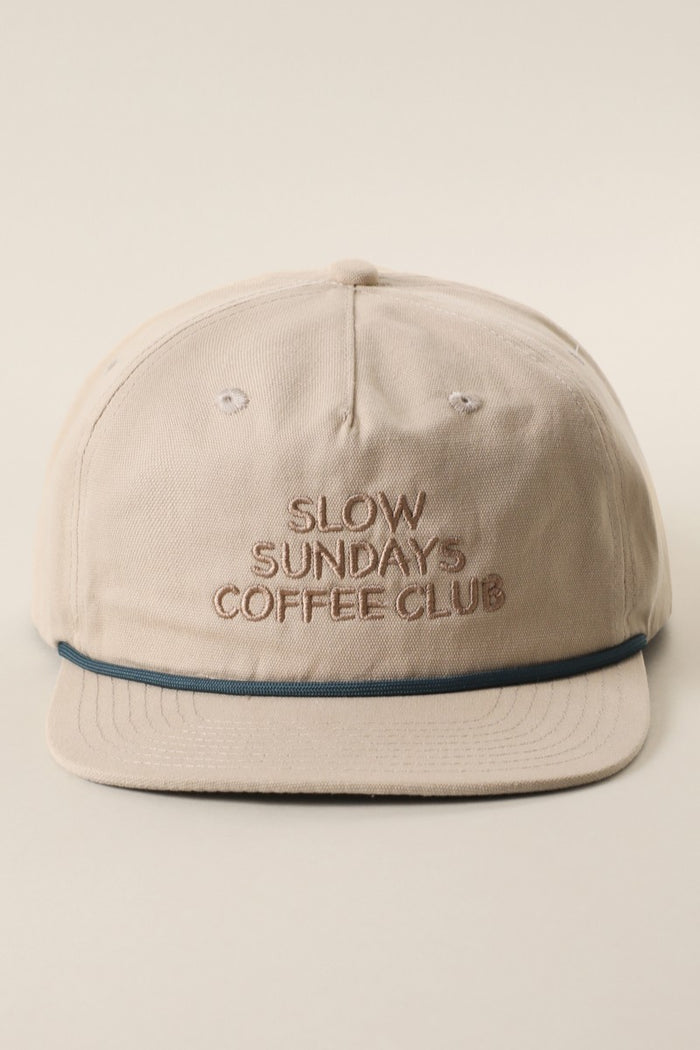 Slow Sundays Coffee Club Embroidered Rope Trucker Hat