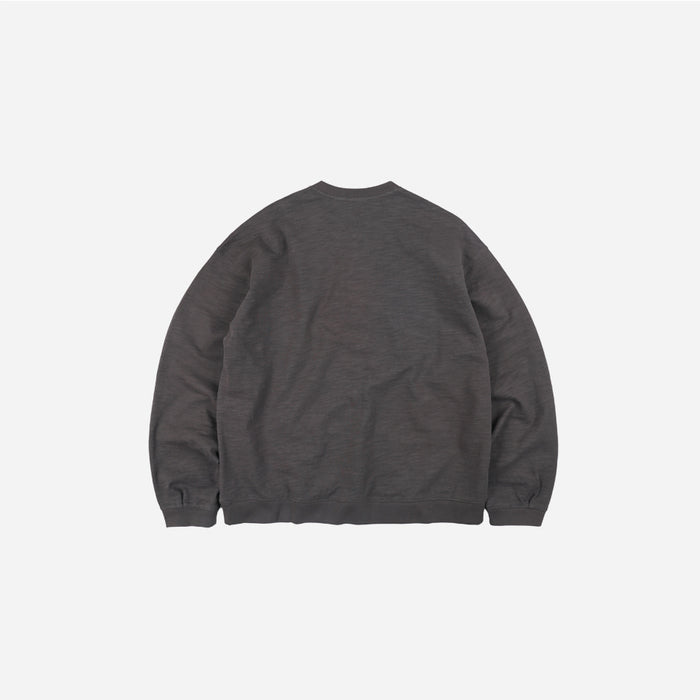 SLUB HENLEY L/S T-SHIRT - CHARCOAL
