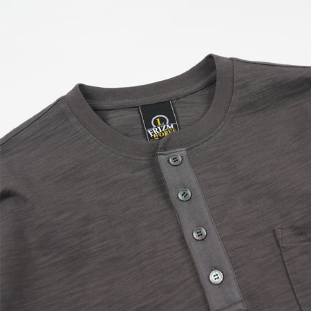SLUB HENLEY L/S T-SHIRT - CHARCOAL