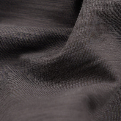 SLUB HENLEY L/S T-SHIRT - CHARCOAL