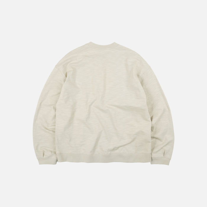 SLUB HENLEY L/S T-SHIRT - KHAKI BEIGE