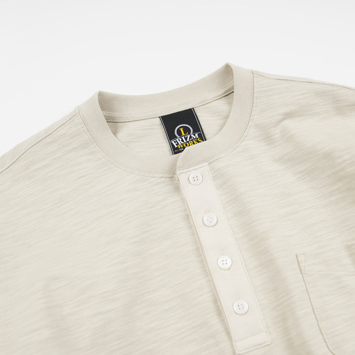 SLUB HENLEY L/S T-SHIRT - KHAKI BEIGE