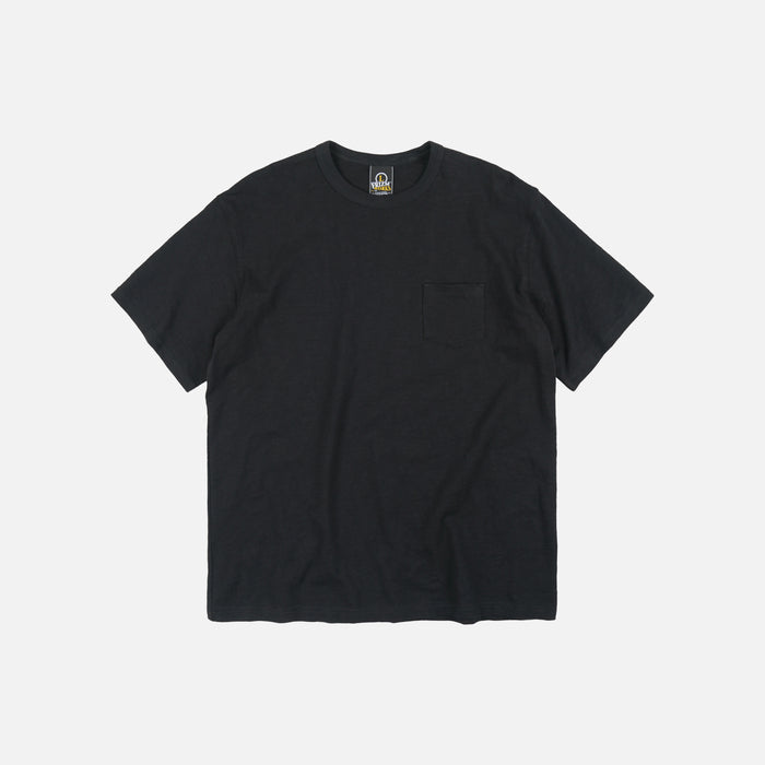 SLUB POCKET HALF T-SHIRT - BLACK