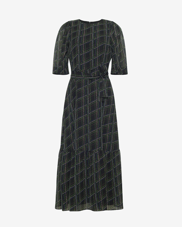 Sophie Tie Waist Midi Dress in Dainty Check